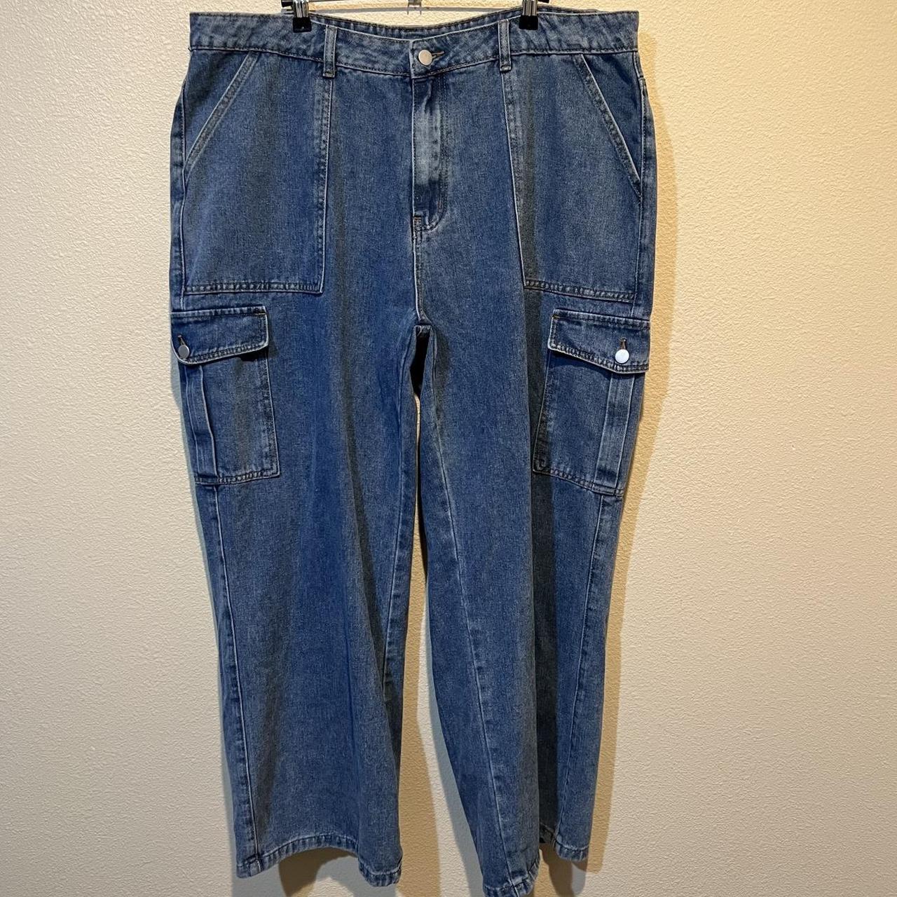 Shein plus size wide leg cargo jeans Size 4XL but... - Depop