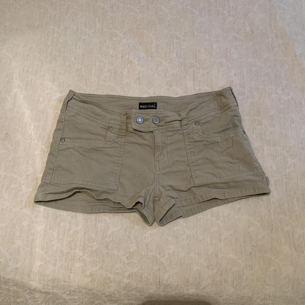 Wet Seal tan low rise corduroy shorts. In great... - Depop