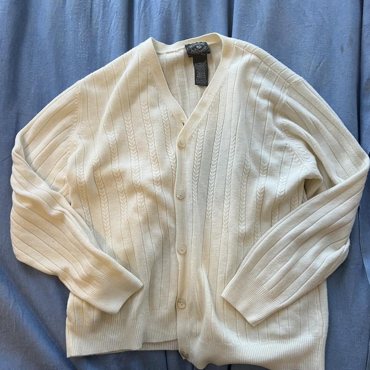 Women's White and Cream Cardigan | Depop