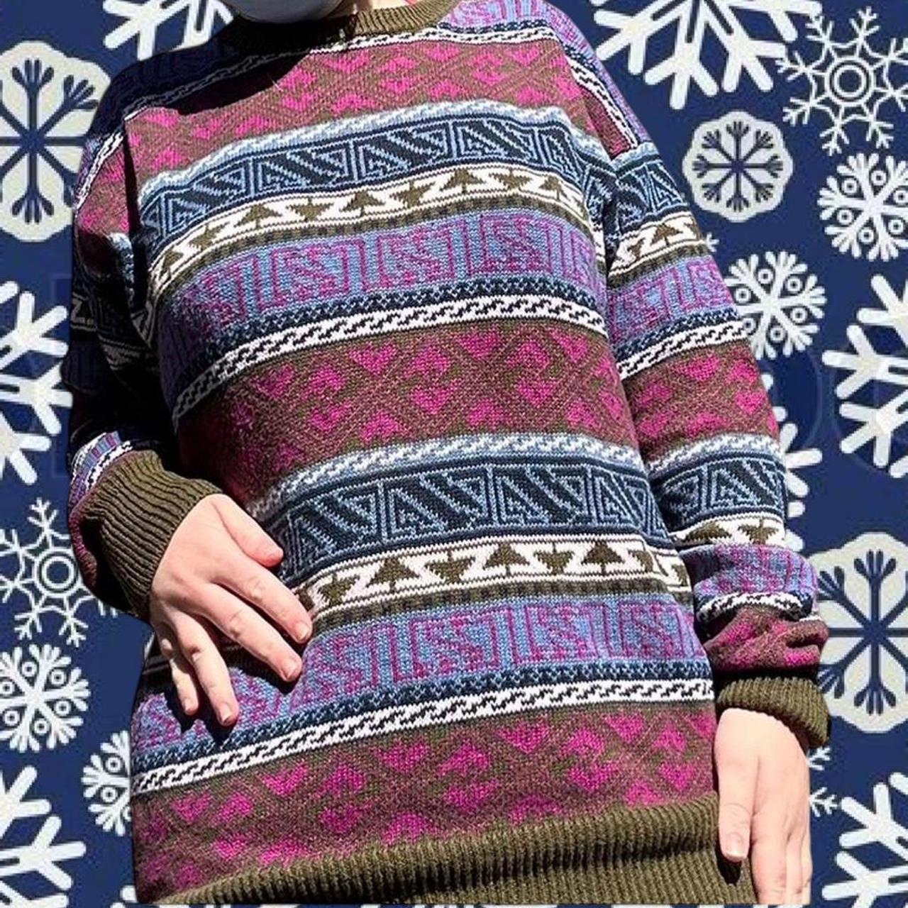 Vintage Women's Sweater - Multi/Purple - L – 80s … - image 1