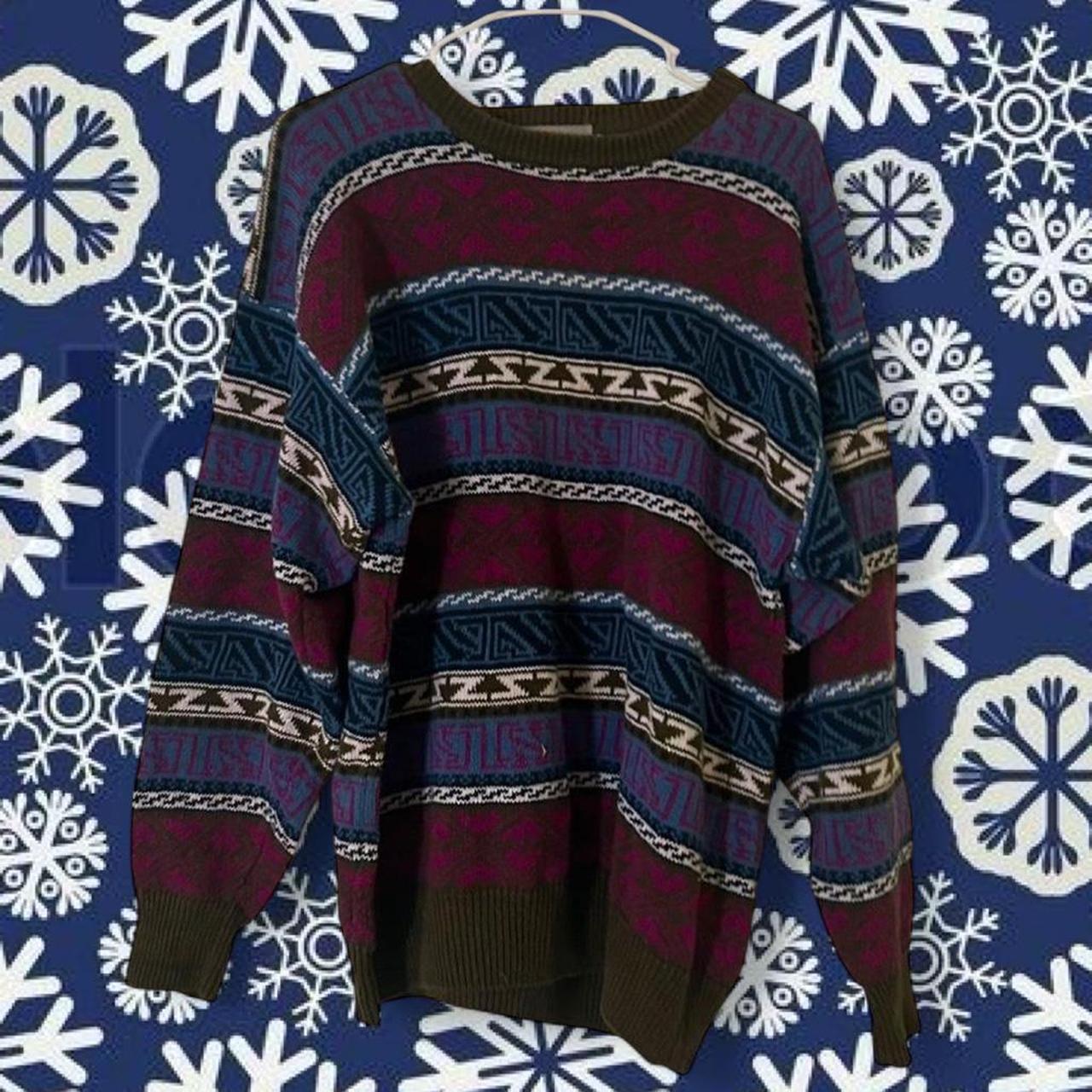 Vintage Women's Sweater - Multi/Purple - L – 80s … - image 2