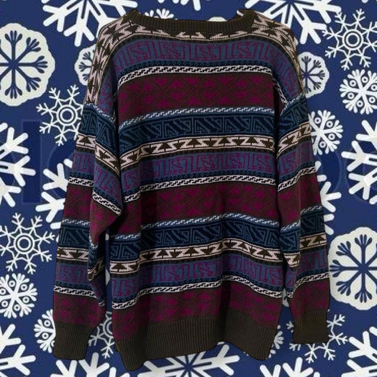 Vintage Women's Sweater - Multi/Purple - L – 80s … - image 3