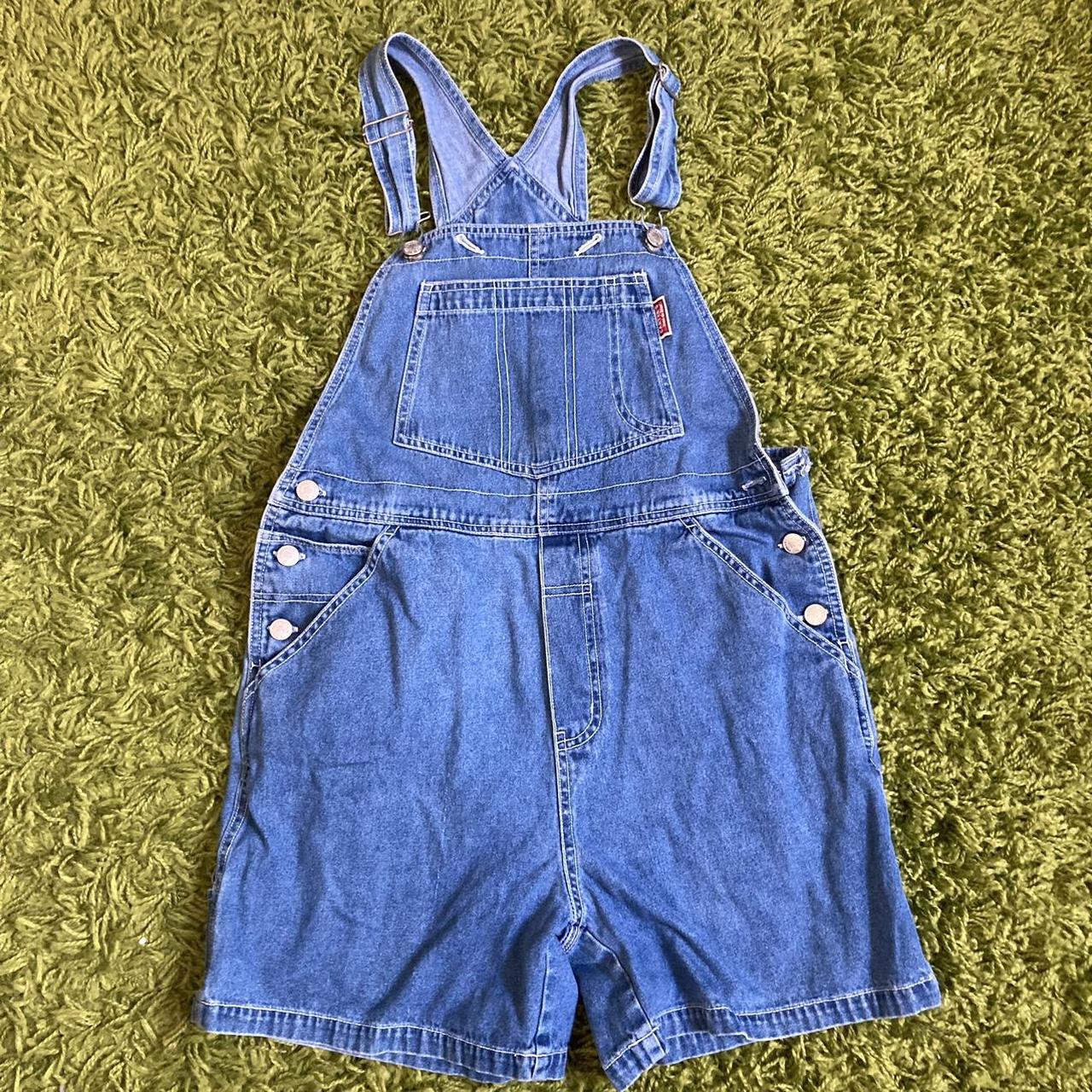 Carter's vintage blue jean denim short overalls. one... - Depop