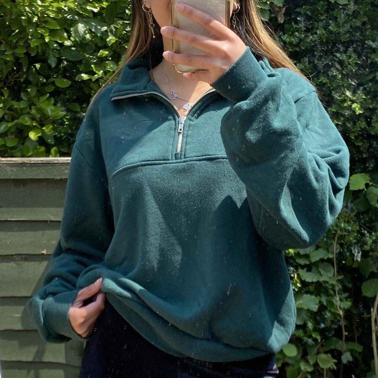 Brandy Melville Women's Green Sweatshirt Depop