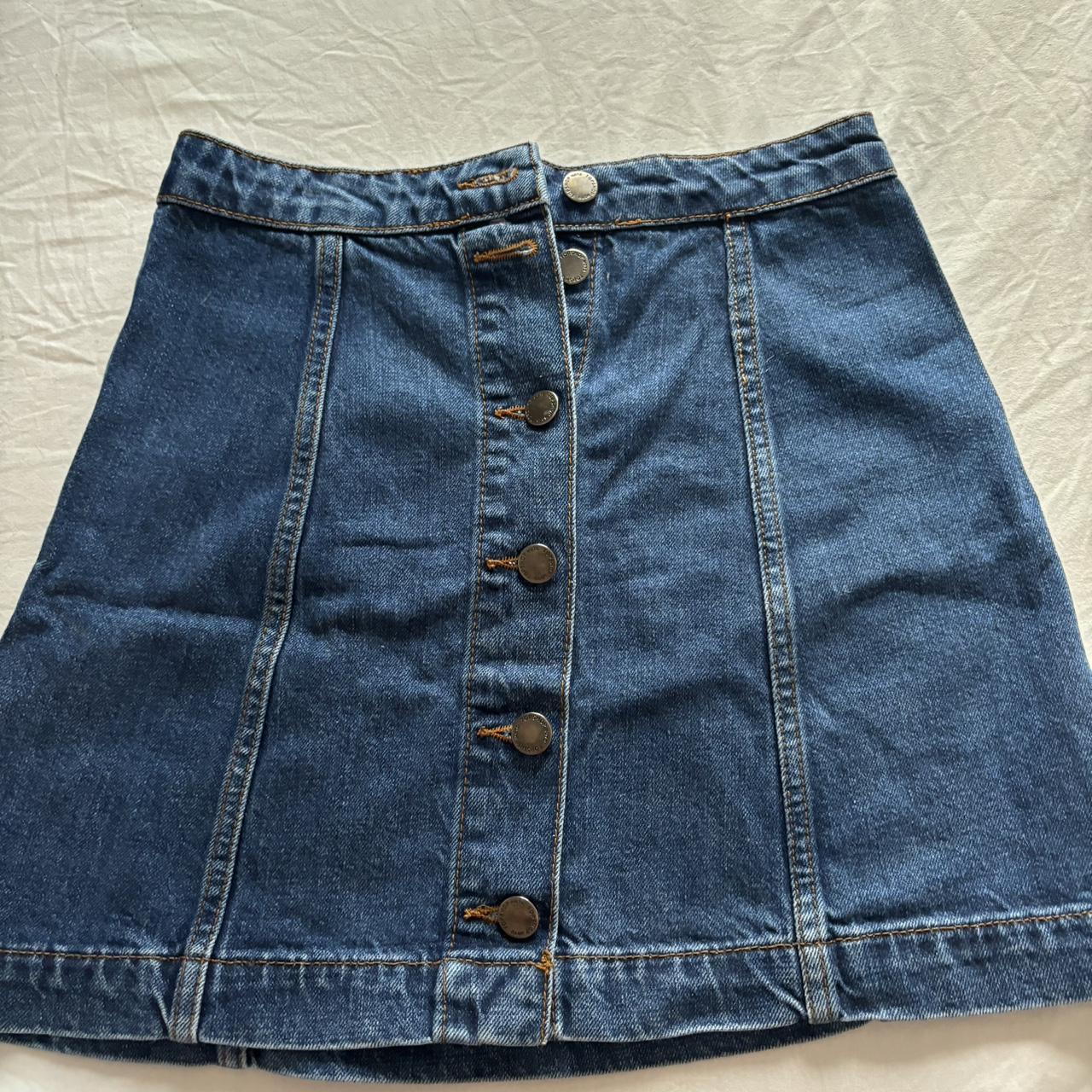 Blue Denim button down mini skirt! W25, perfect... - Depop