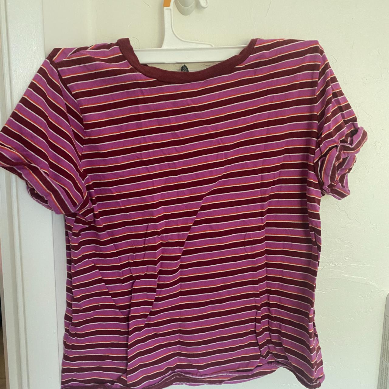 Pink striped t-shirt size: M brand: Wild Fable - Depop