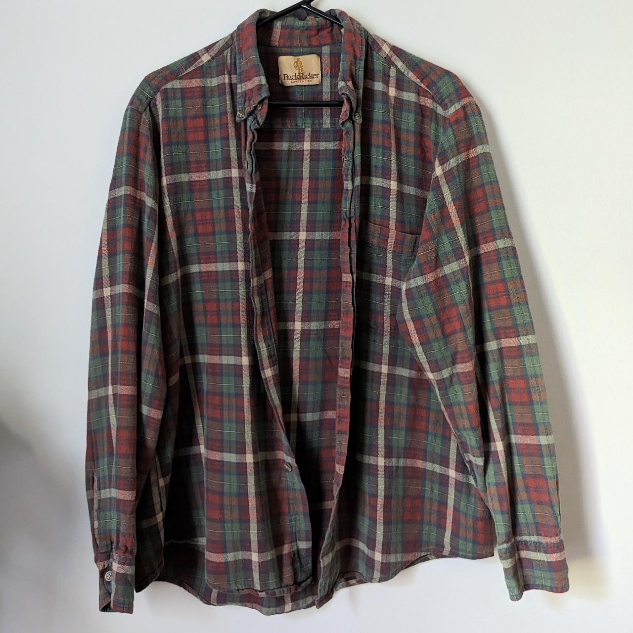 Vintage Back Packer Flannel Plaid Button Down with - Depop