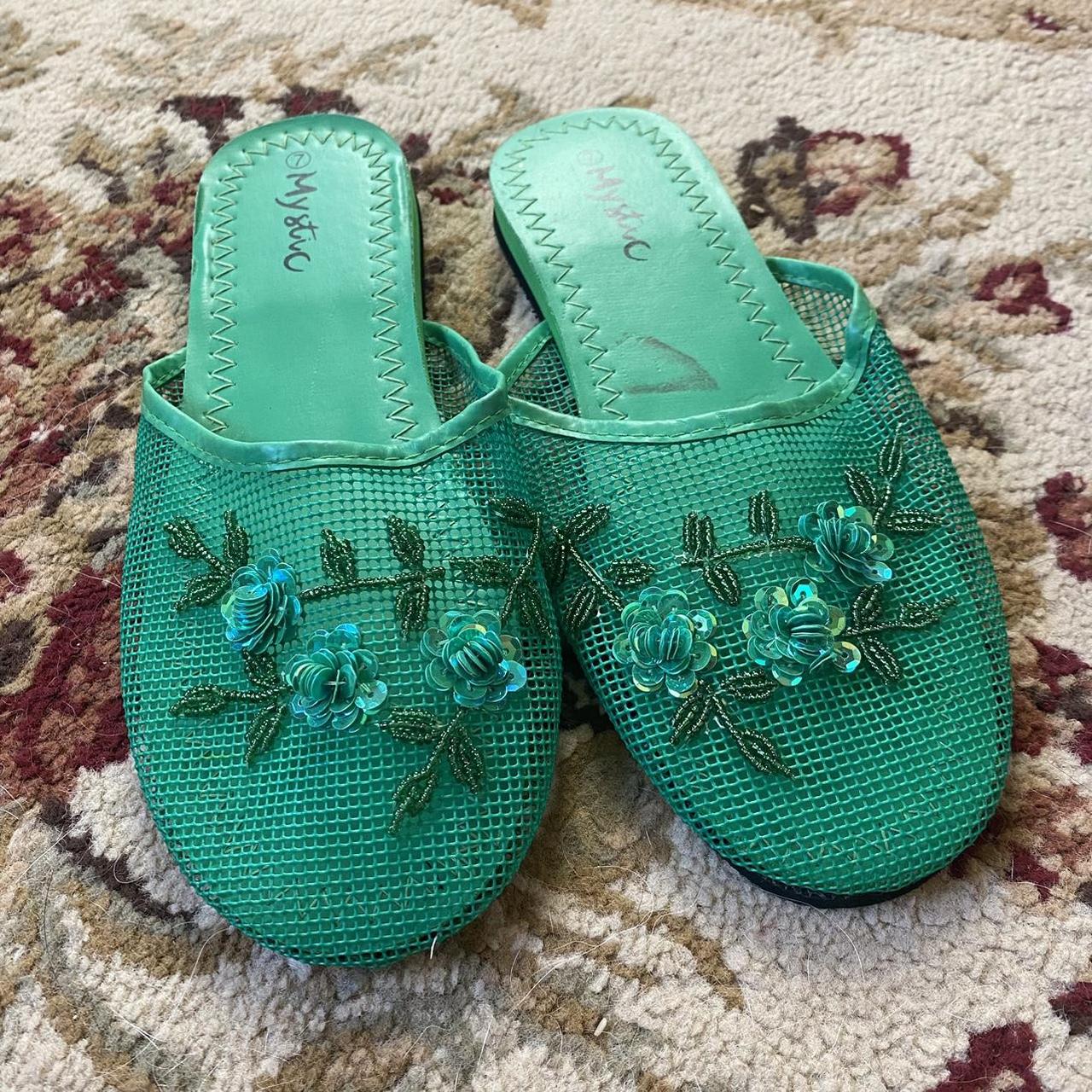 Vintage 90's Y2K Mesh Sequin Slippers Flats Depop