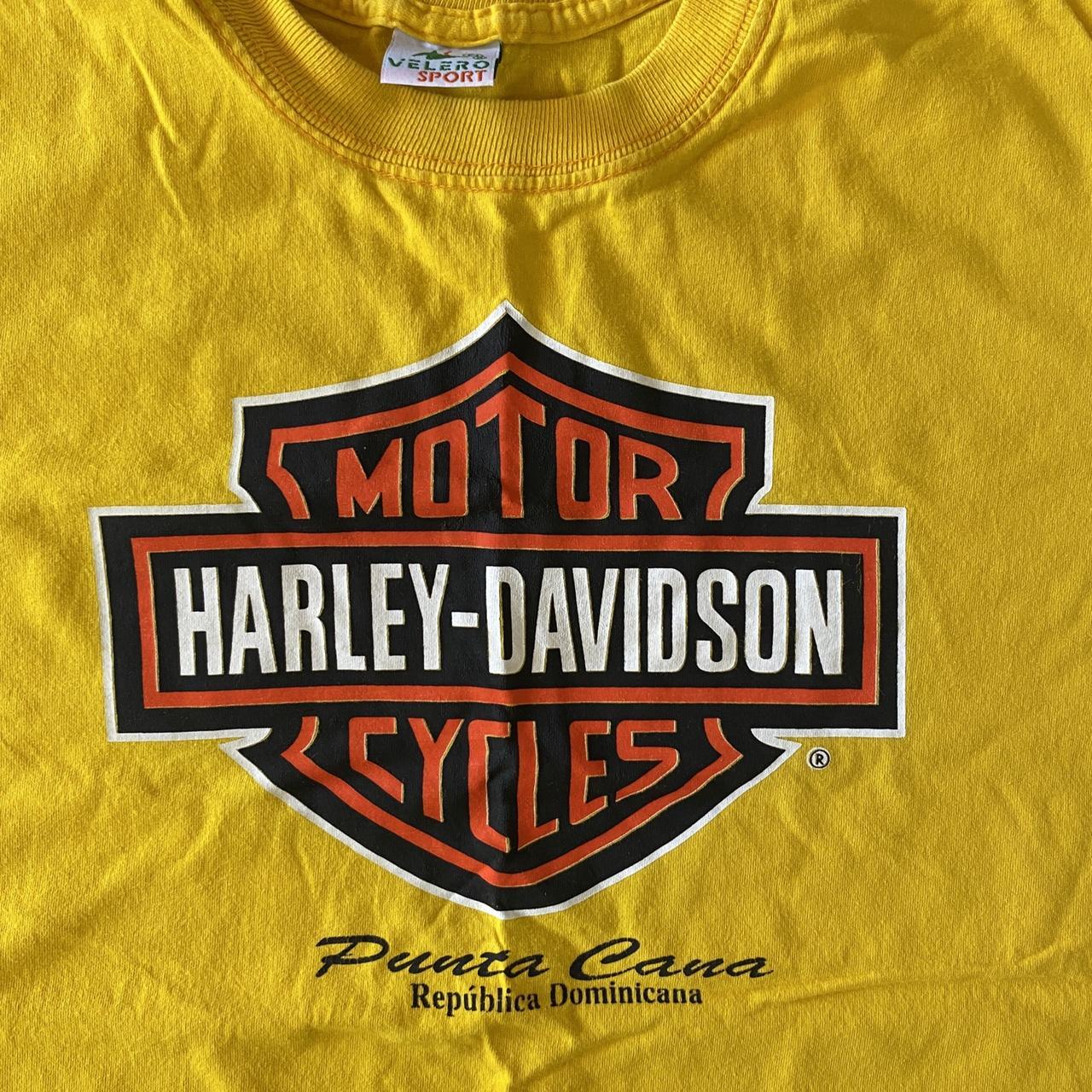 thrifted reworked yellow harley-davidson punta cana... - Depop