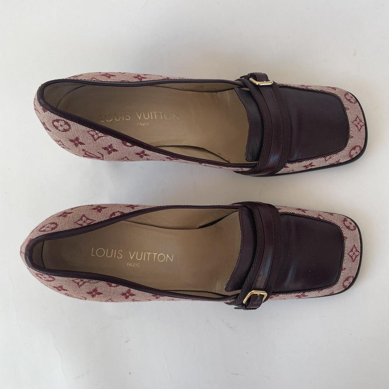 Vintage Louis Vuitton LV pink Monogram loafers. Size - Depop