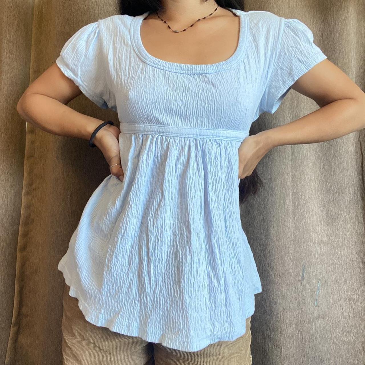 vintage 90s blue baby doll tie top by Zoey Beth ! -... - Depop