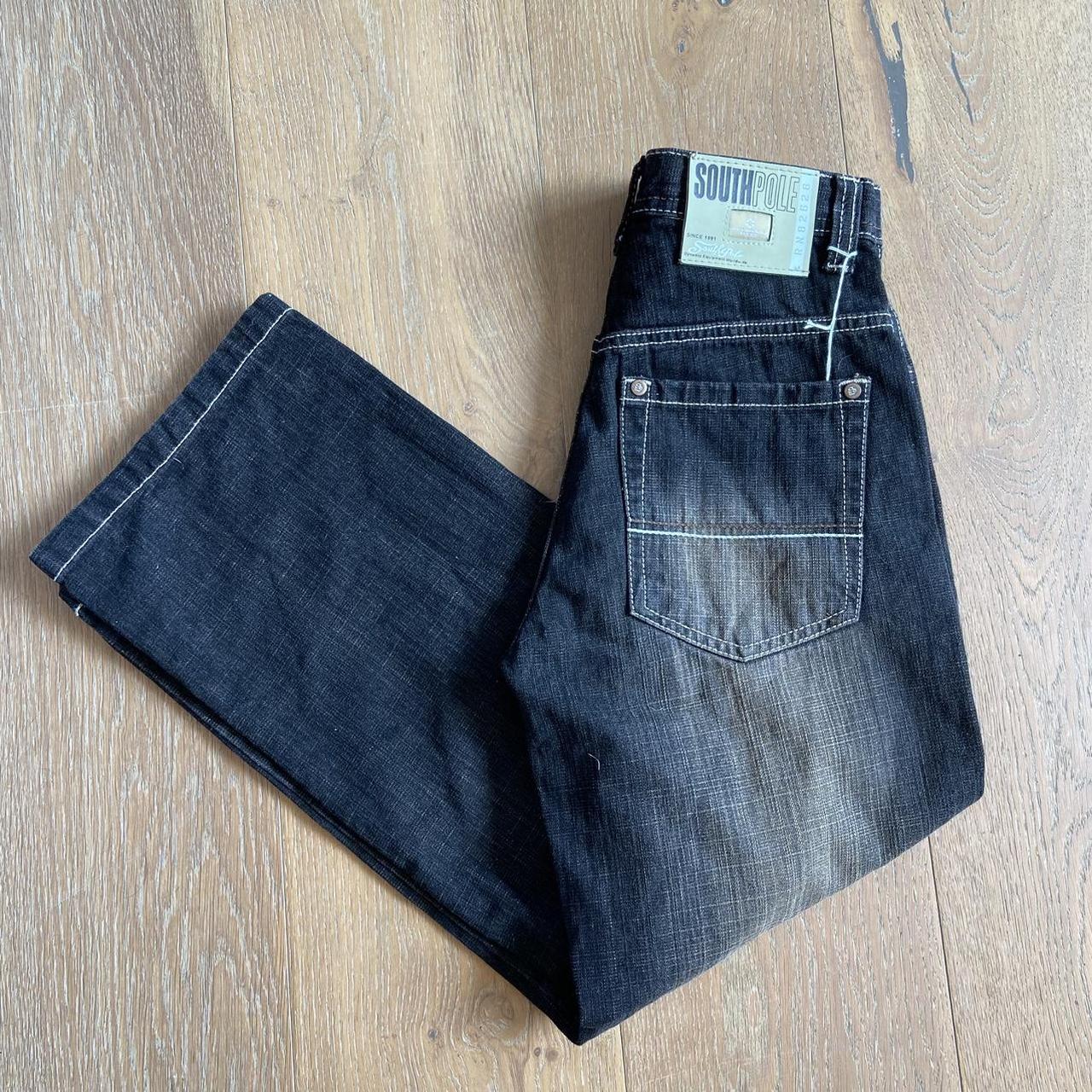 y2k black, dark denim baggy jeans by South Pole ! -... - Depop