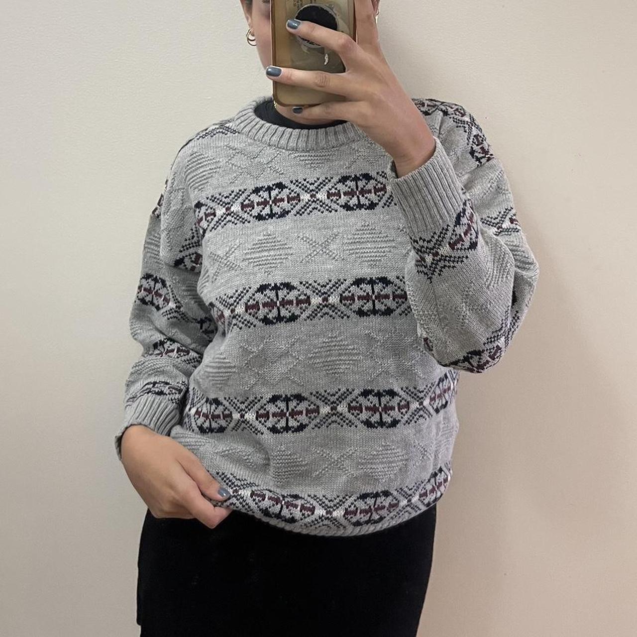 Knitted grey sweater Shown on a size 8 Will fit... - Depop
