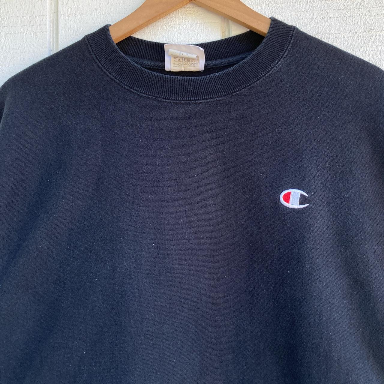 Y2K Black Champion Crewneck Sweatshirt🔥 No holes,... - Depop