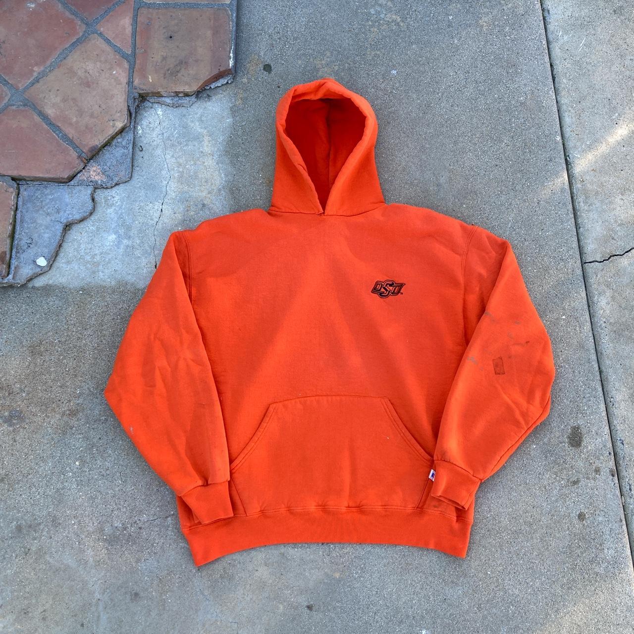 Russell Athletic Men's Orange and Black Hoodie