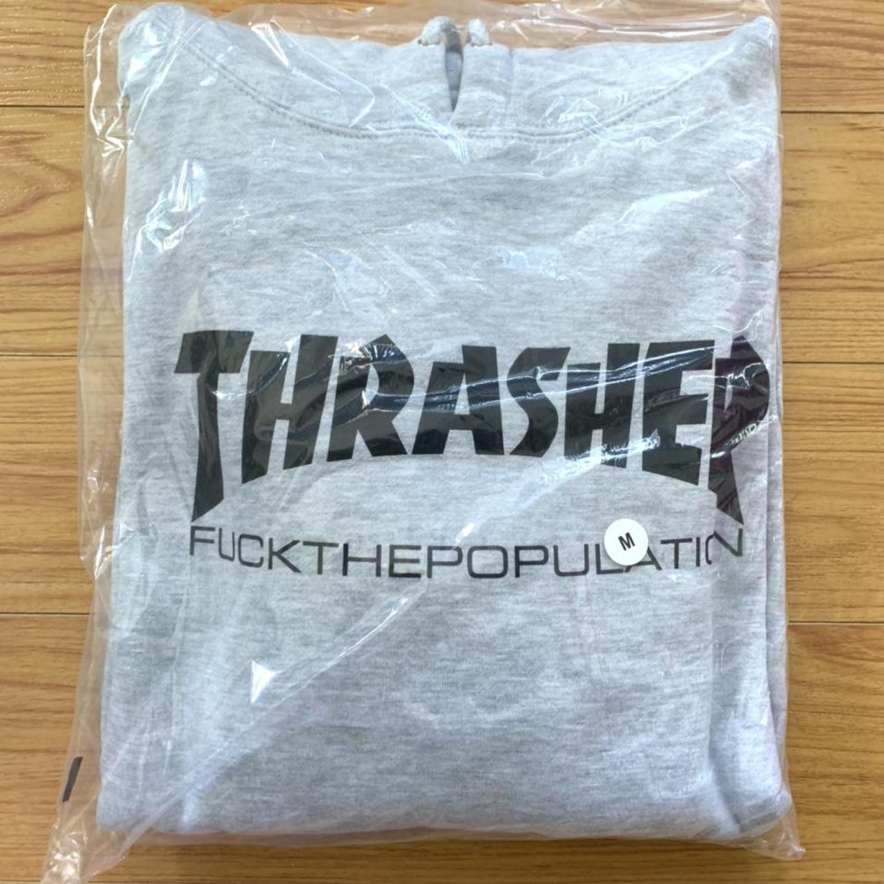 FTP thrasher logo pullover hoodie grey new Size... - Depop