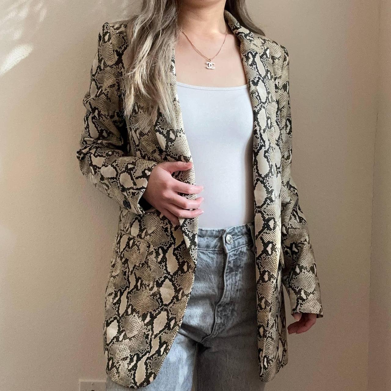 Zara snakeskin print blazer, DETAIL: taupe/beige and