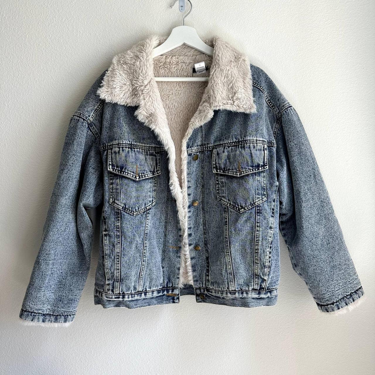 ACID WASHED DENIM JACKET - FAUX FUR LINED