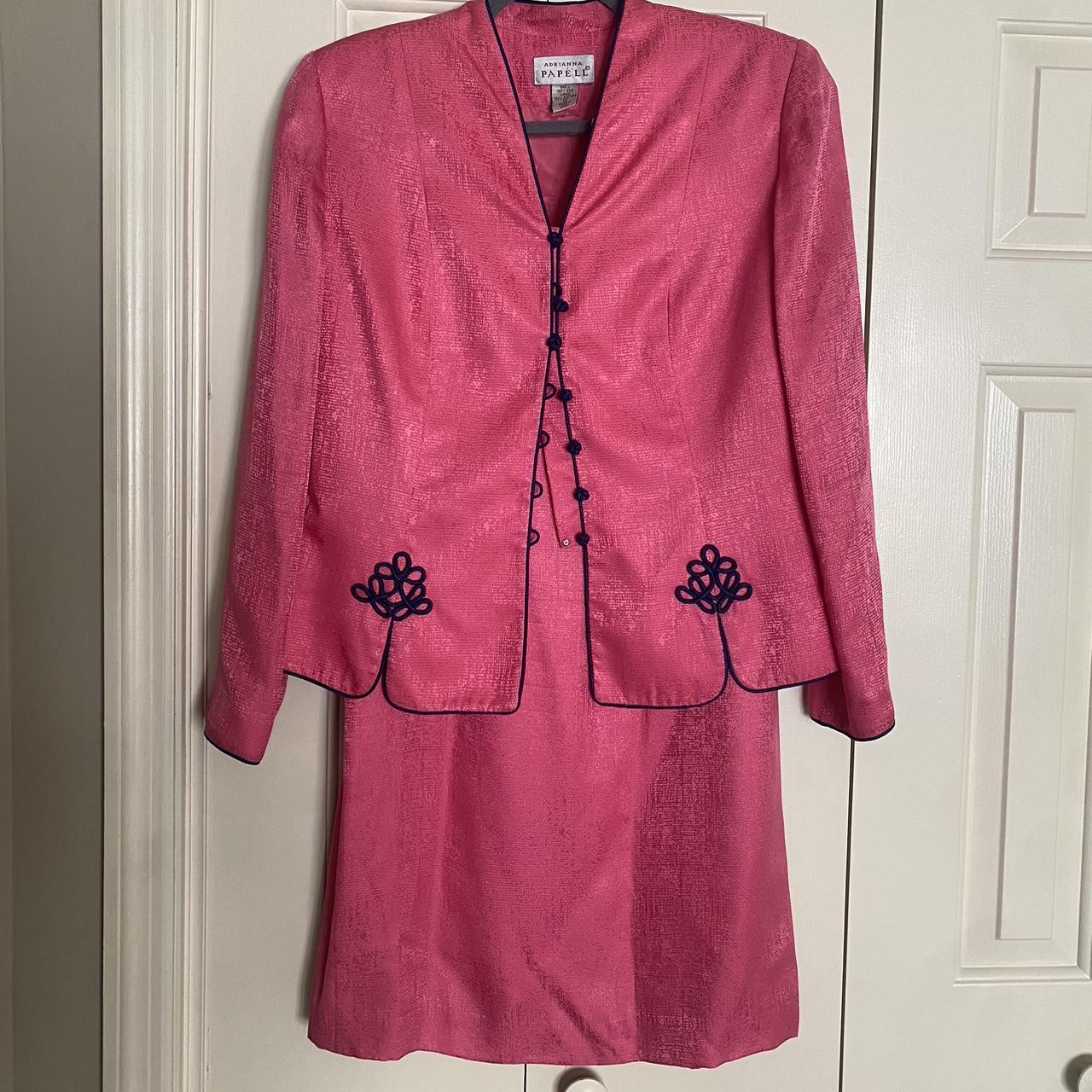 Adriana Papell Pink Silk Suit Size Womens 12 Depop