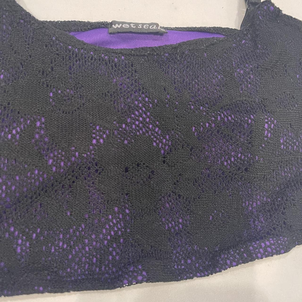 Wet seal bralette Black lace with purple fabric... - Depop