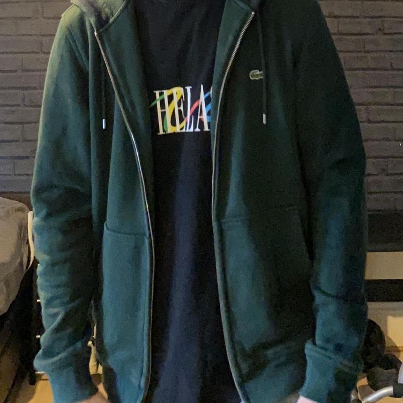 Lacoste zip up fleece hoodie Green, true Depop