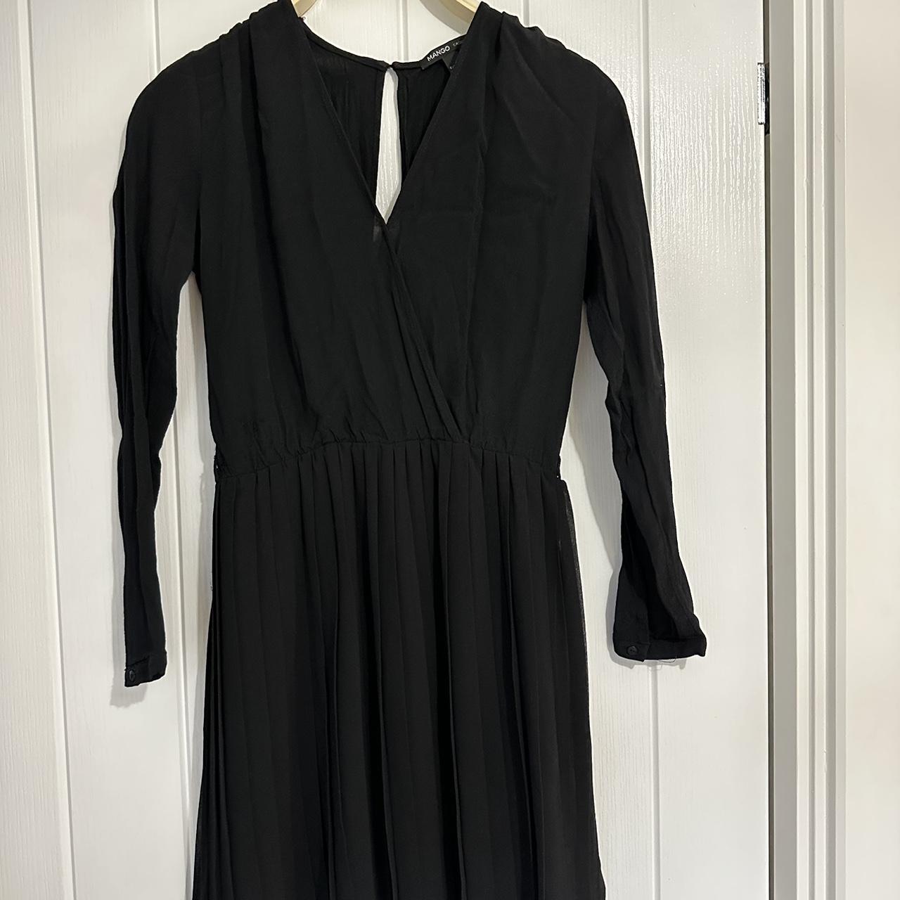 Mango pleated black dress Size XS #mango... - Depop