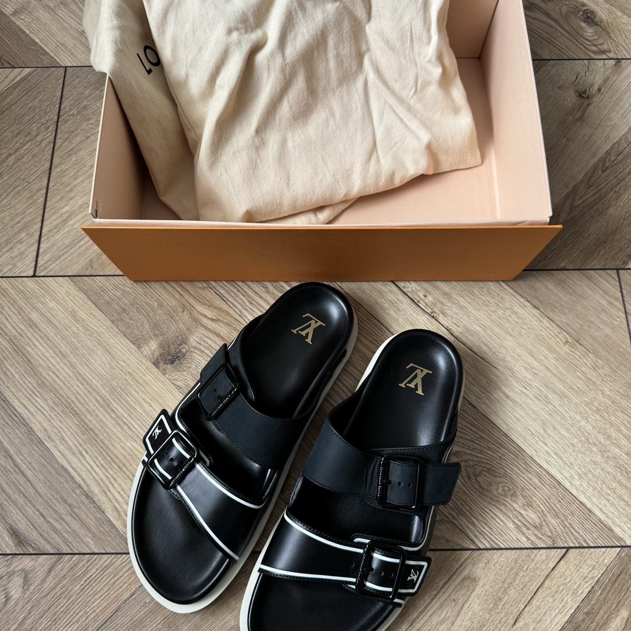 靴 LOUIS VUITTON Sandal Louis Vuitton Sandal Slipper White Waterfront Monogram Shoes
