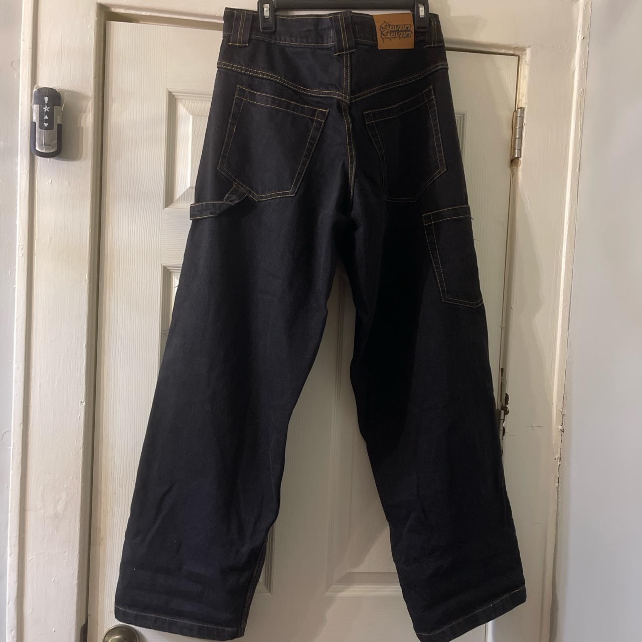 77denim black carpenter type pants size L Msg before... - Depop