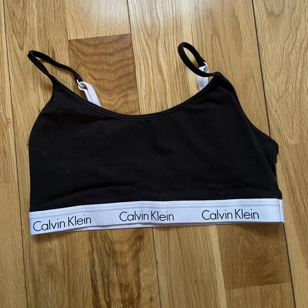 Calvin Klein black racerback bralette size medium - Depop