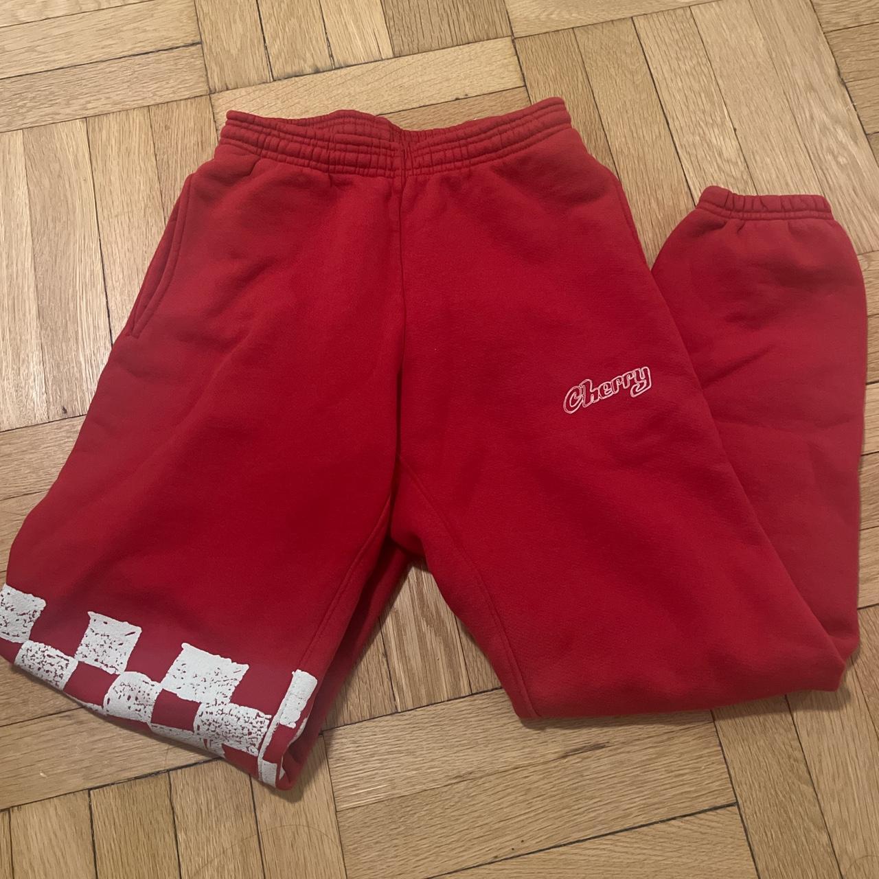 Cherry LA Women's Red and White Joggerstracksuits Depop