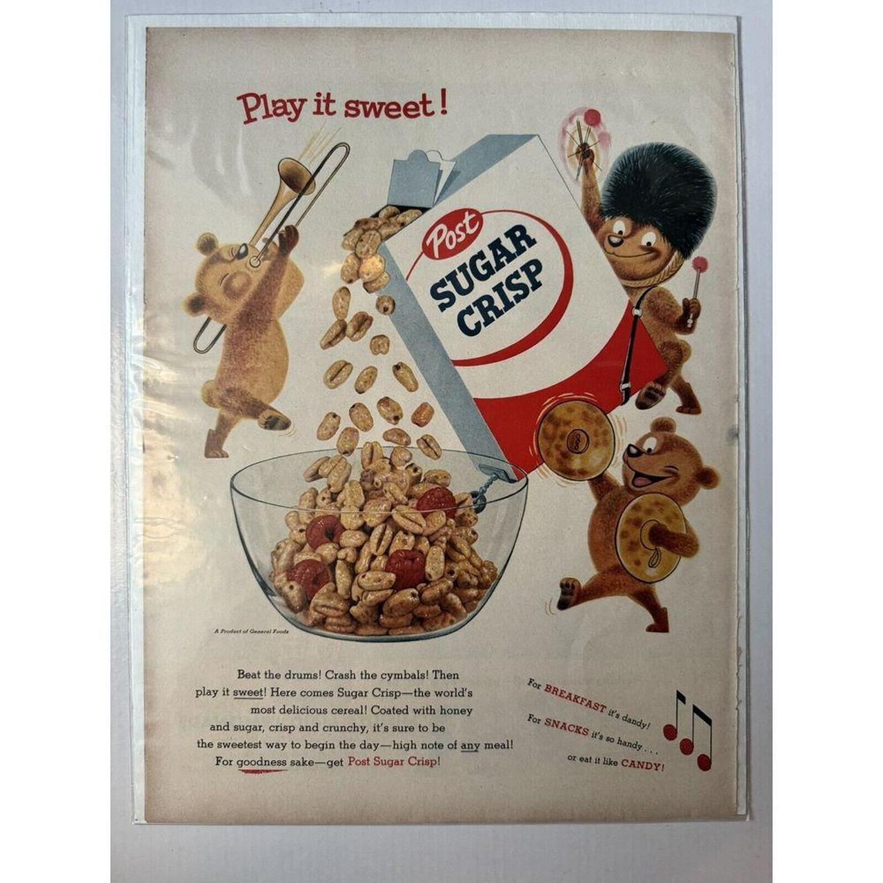 1955 Post Sugar Crisp Cereal Vintage Print Ad... - Depop