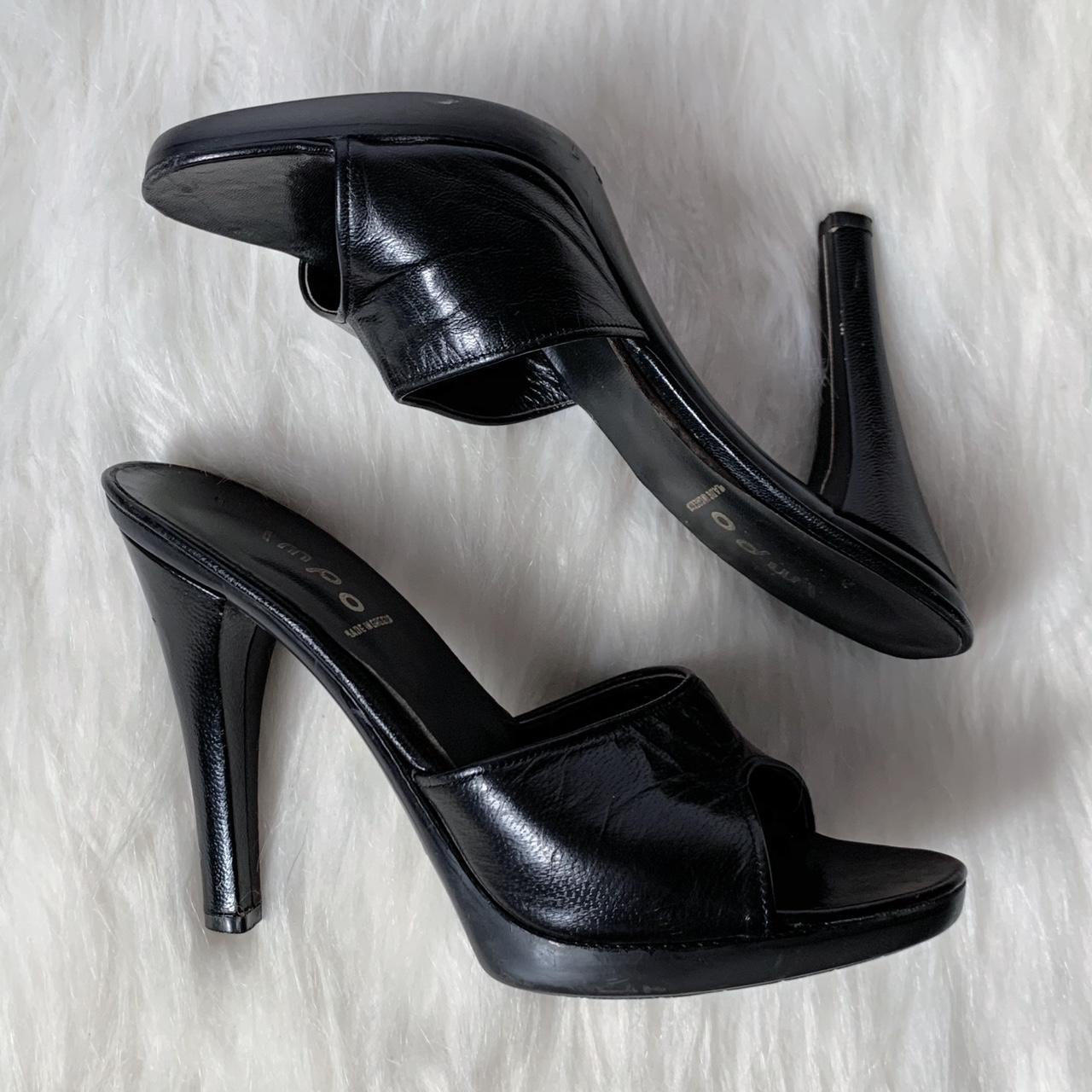 60s-70s vintage black leather heels by Impo ♥️ Slip... - Depop