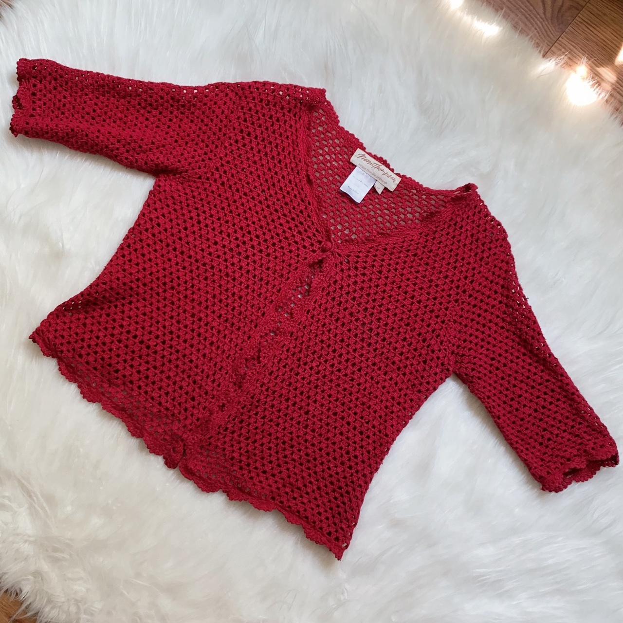 Red crochet cardigan 🍓 Vintage short sleeve summer Depop