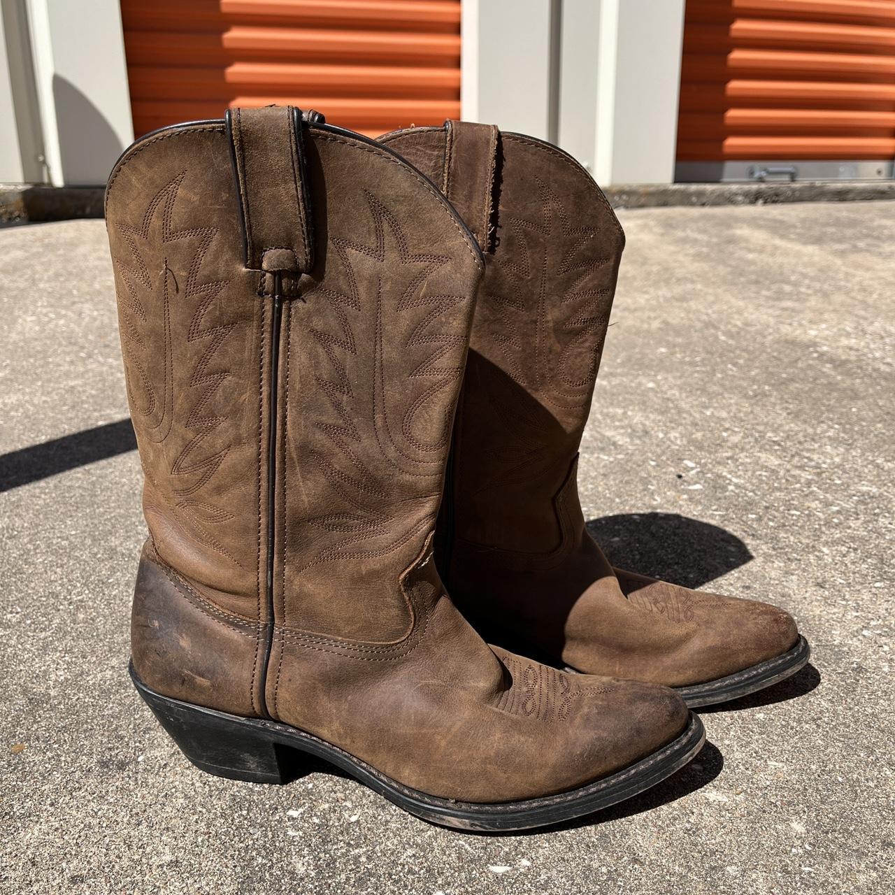 Brown pointy toed Durango women's cowboy... - Depop