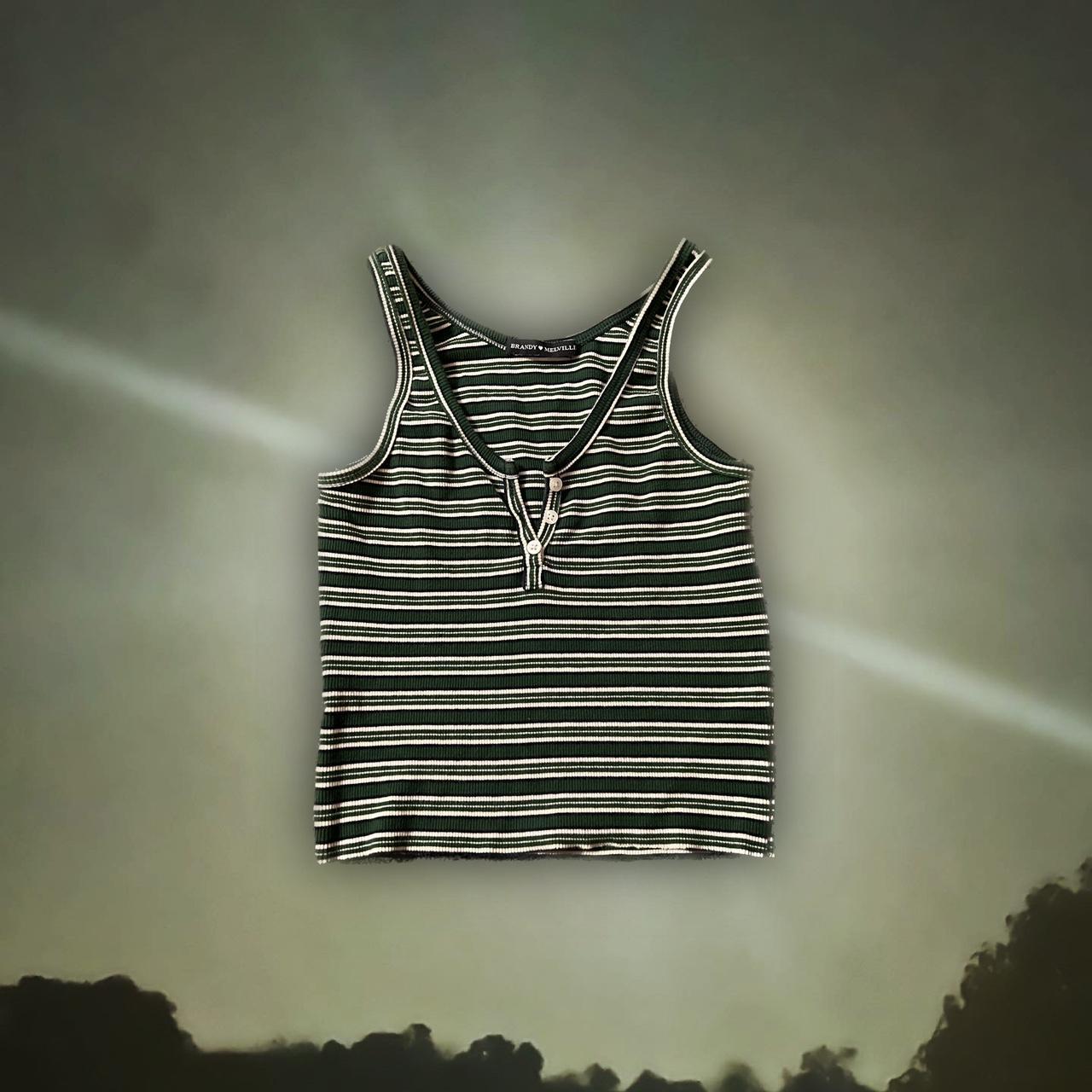 Brandy Melville Women's Green and White Croptop Depop