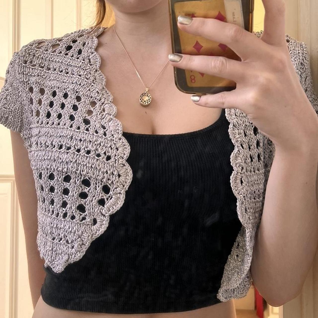 Women's Silver Cardigan Depop