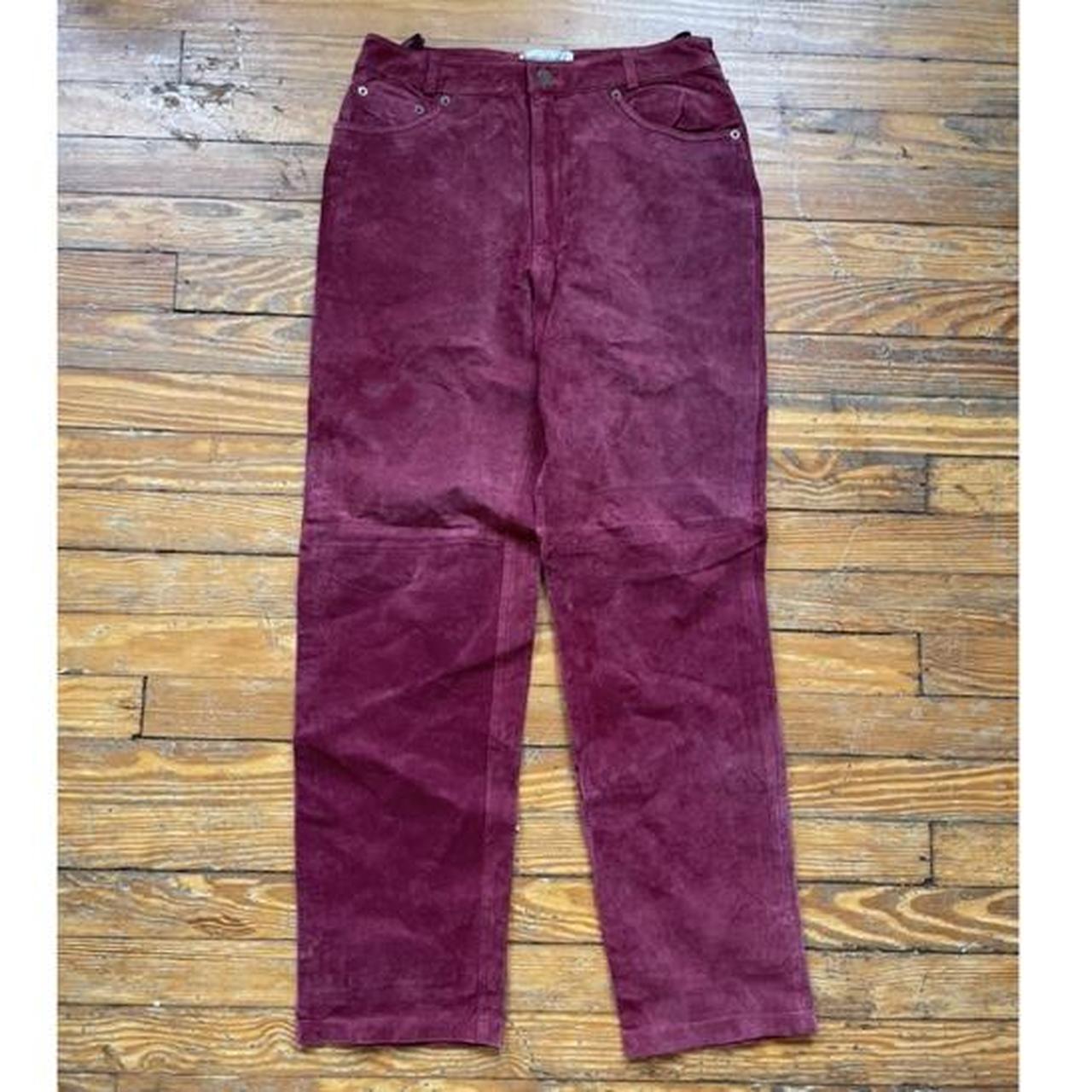Bagatelle leather pants, size 10 Raspberry color - Depop