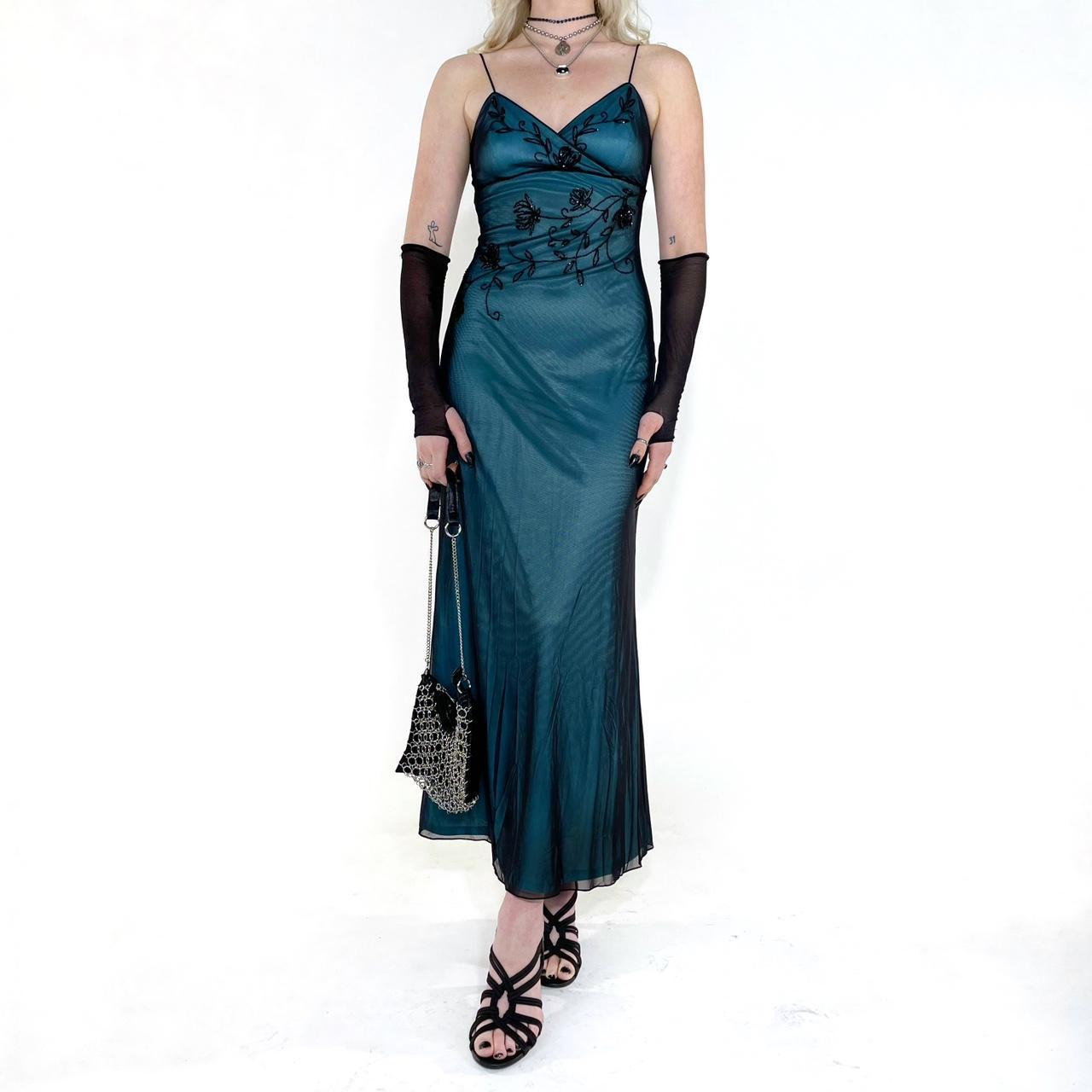 Women's Blue and Black Dress Depop