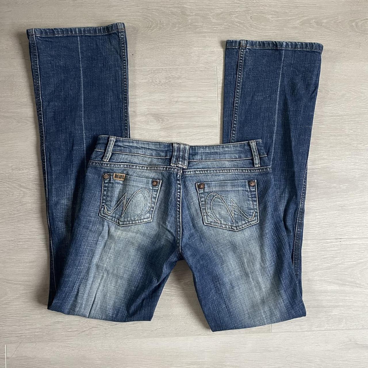 2000s y2k super low rise bootcut flared jeans... - Depop