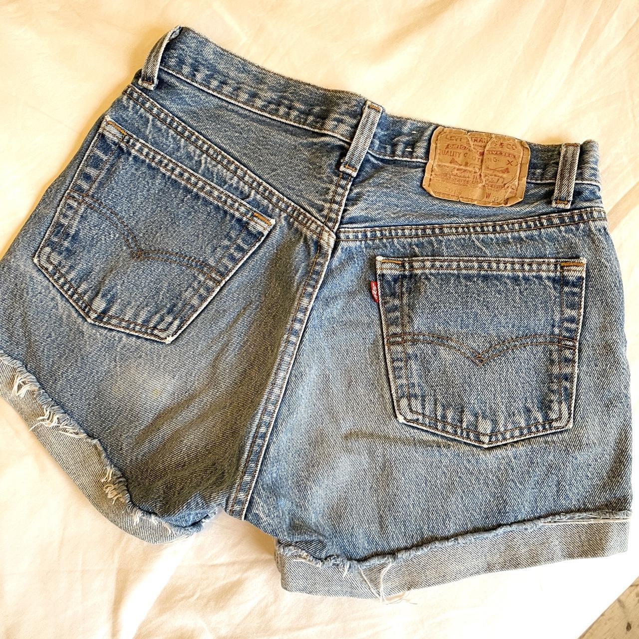 Levi's Women's Navy and Blue Shorts | Depop