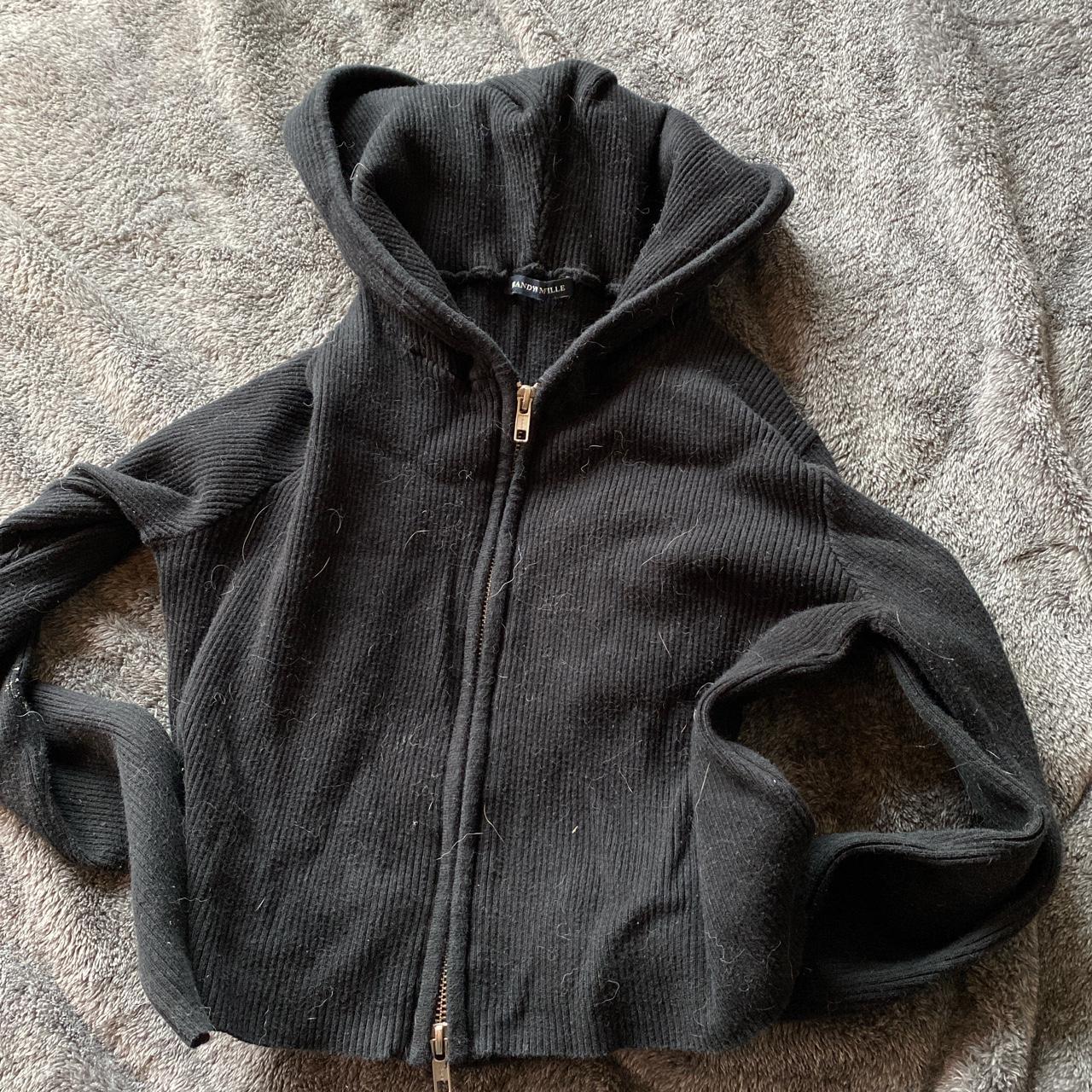 Brandy Melville black cropped hoodie, great quality, - Depop