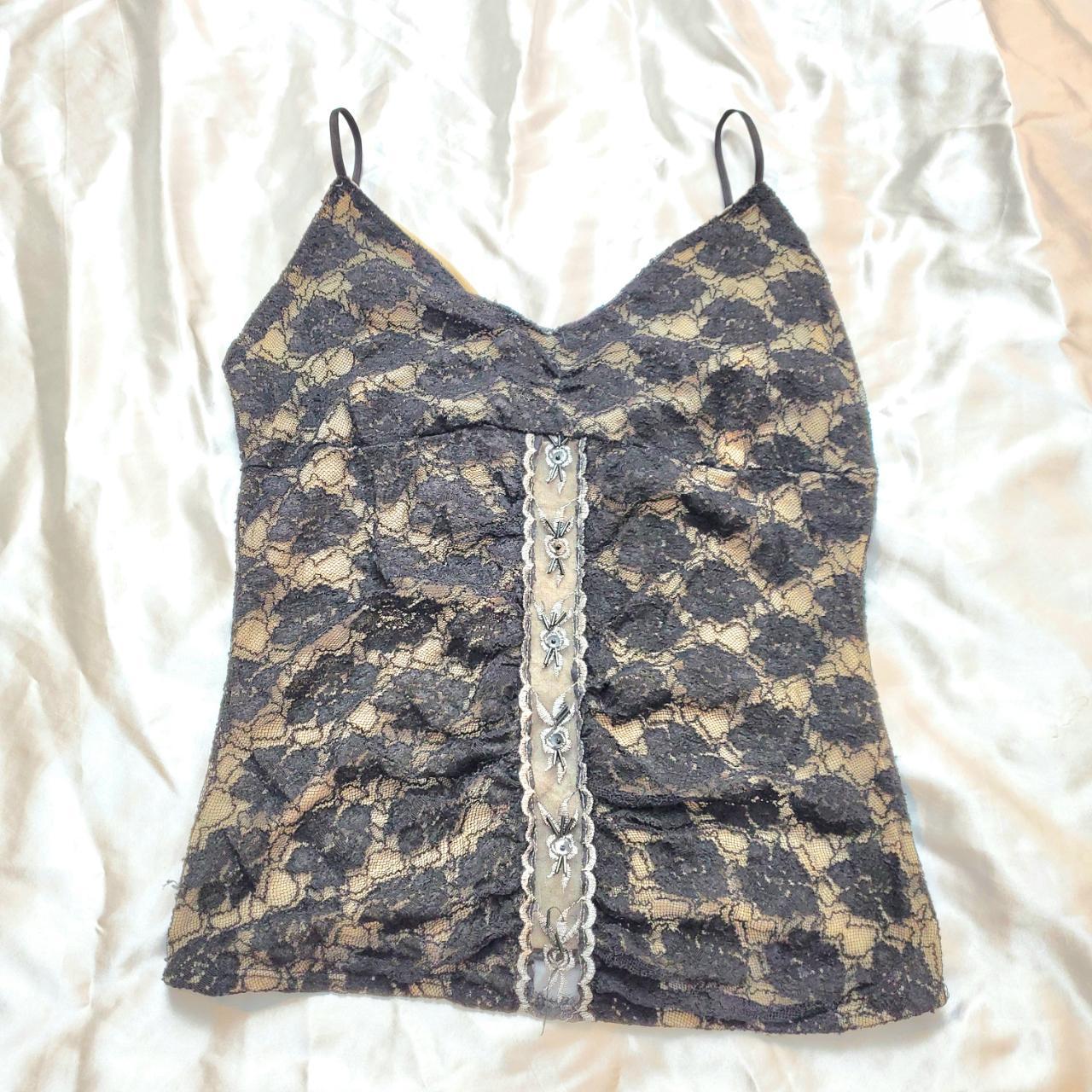 Lace tank-top-vintage-y2k - Depop