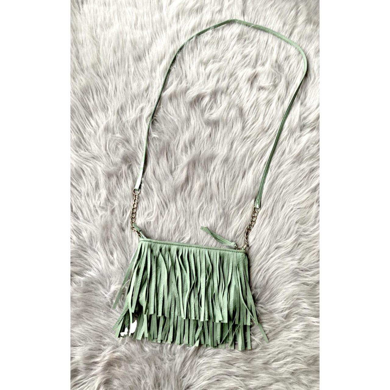 Fringed outlet Leather Purse Handbag Mint Color