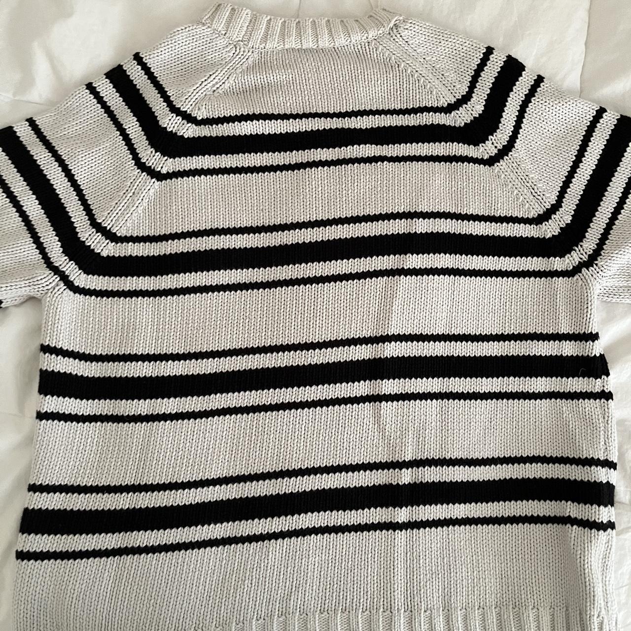 Zara black and white striped knit sweater Size M |... - Depop