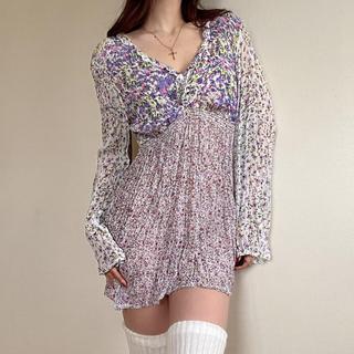 Stone Vintage Floral Mesh Underbust Shift Dress