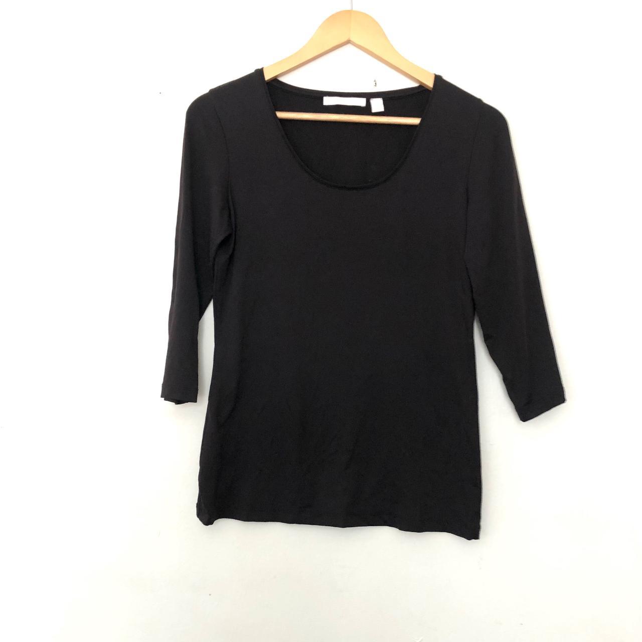 BOSS Black 3/4 Length Sleeve Top Black round neck... - Depop