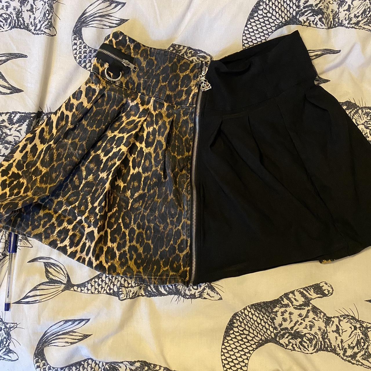 Killstar ‘Savage’ Leopard print split skirt... - Depop
