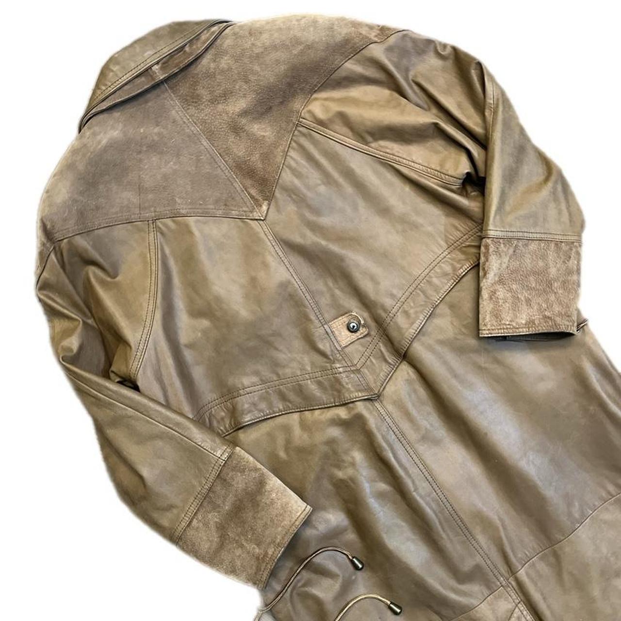 Vintage Brown Leather Trench Winter Coat Vintage... - Depop