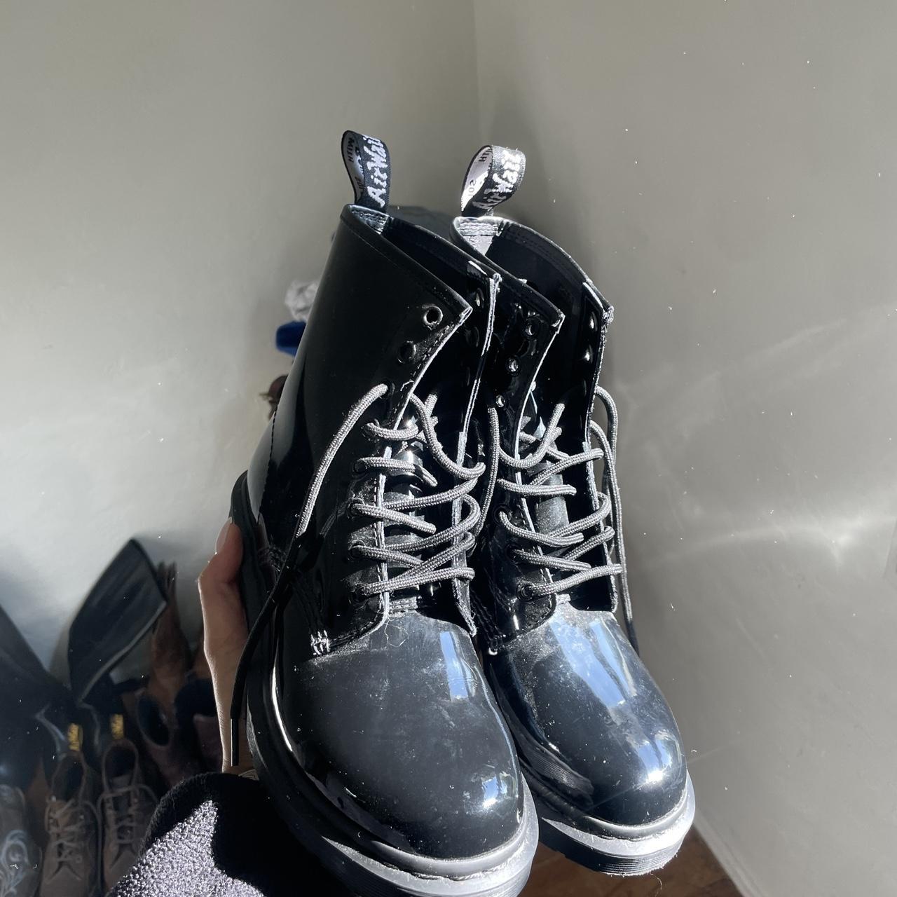 Dr Martens 1460 8 eye boots in black patent. Depop