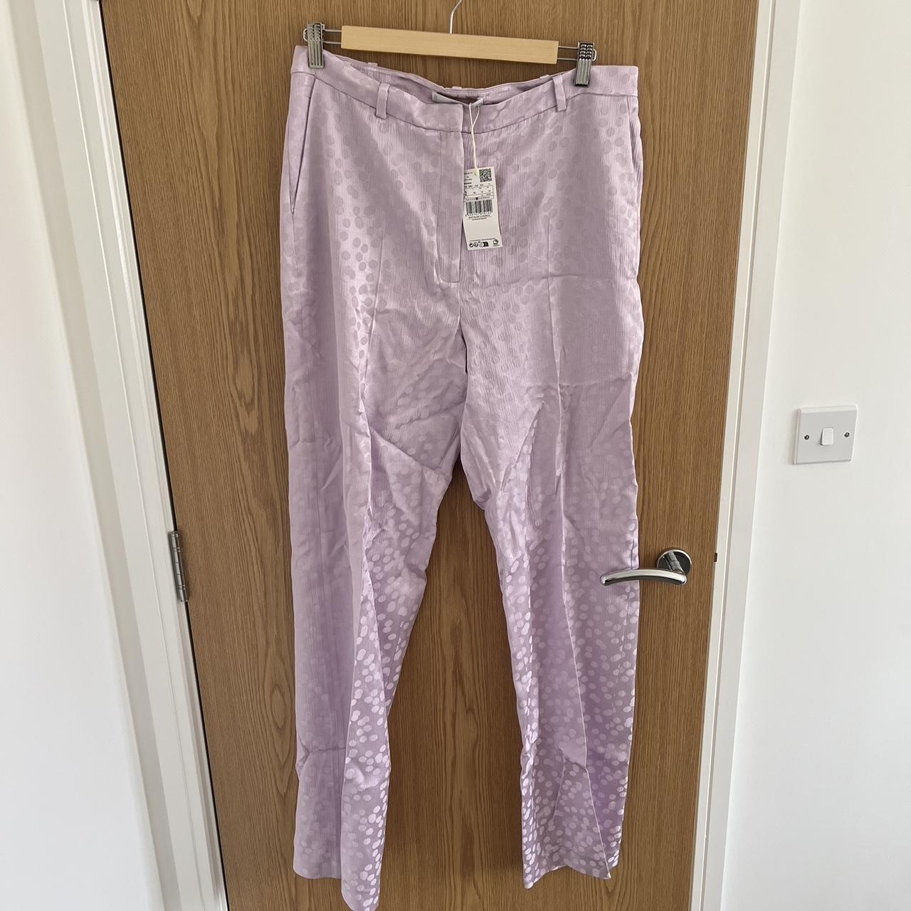 Mango trousers Silk lilac Size 14 Brand new... - Depop